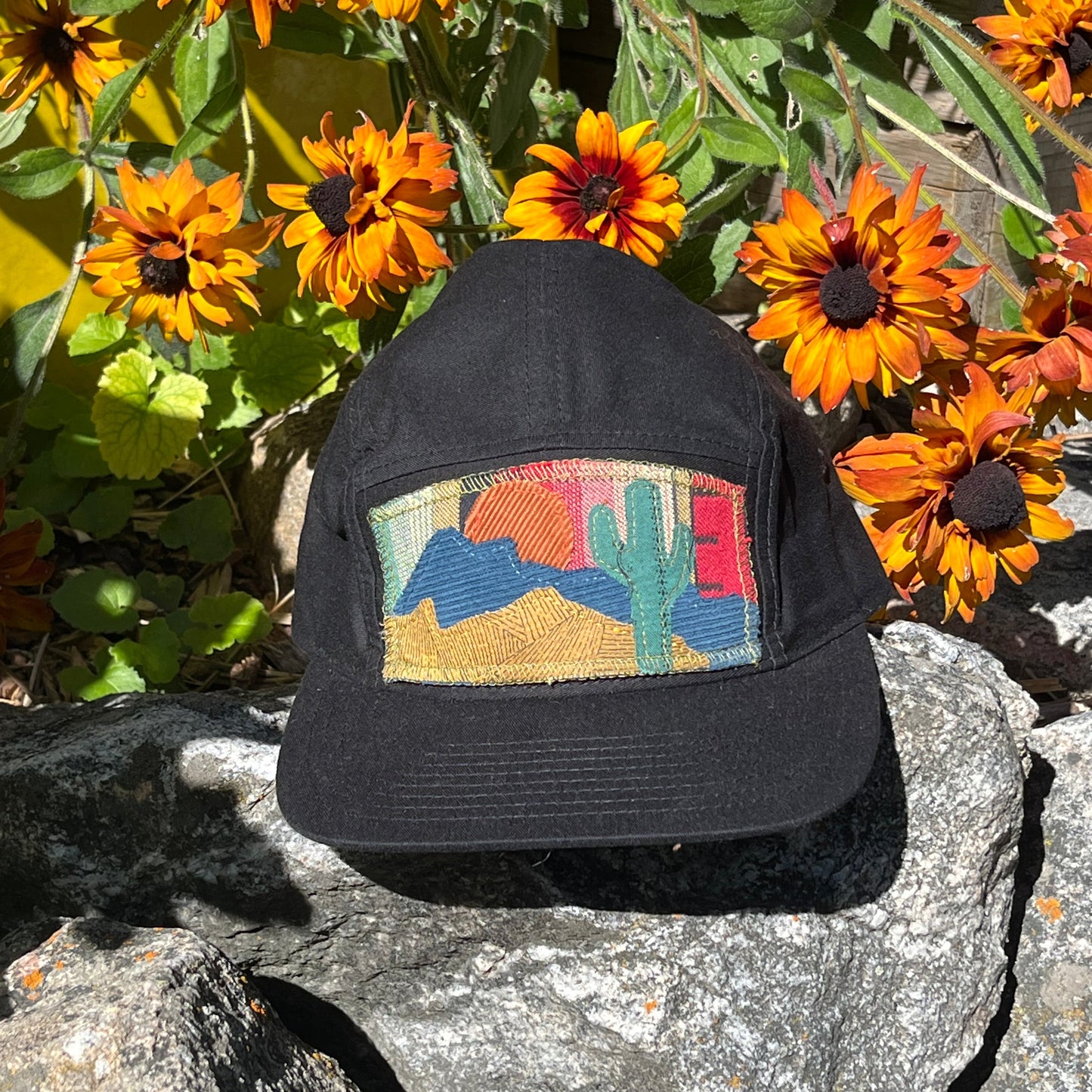 Black 5 Panel Hat - Desert