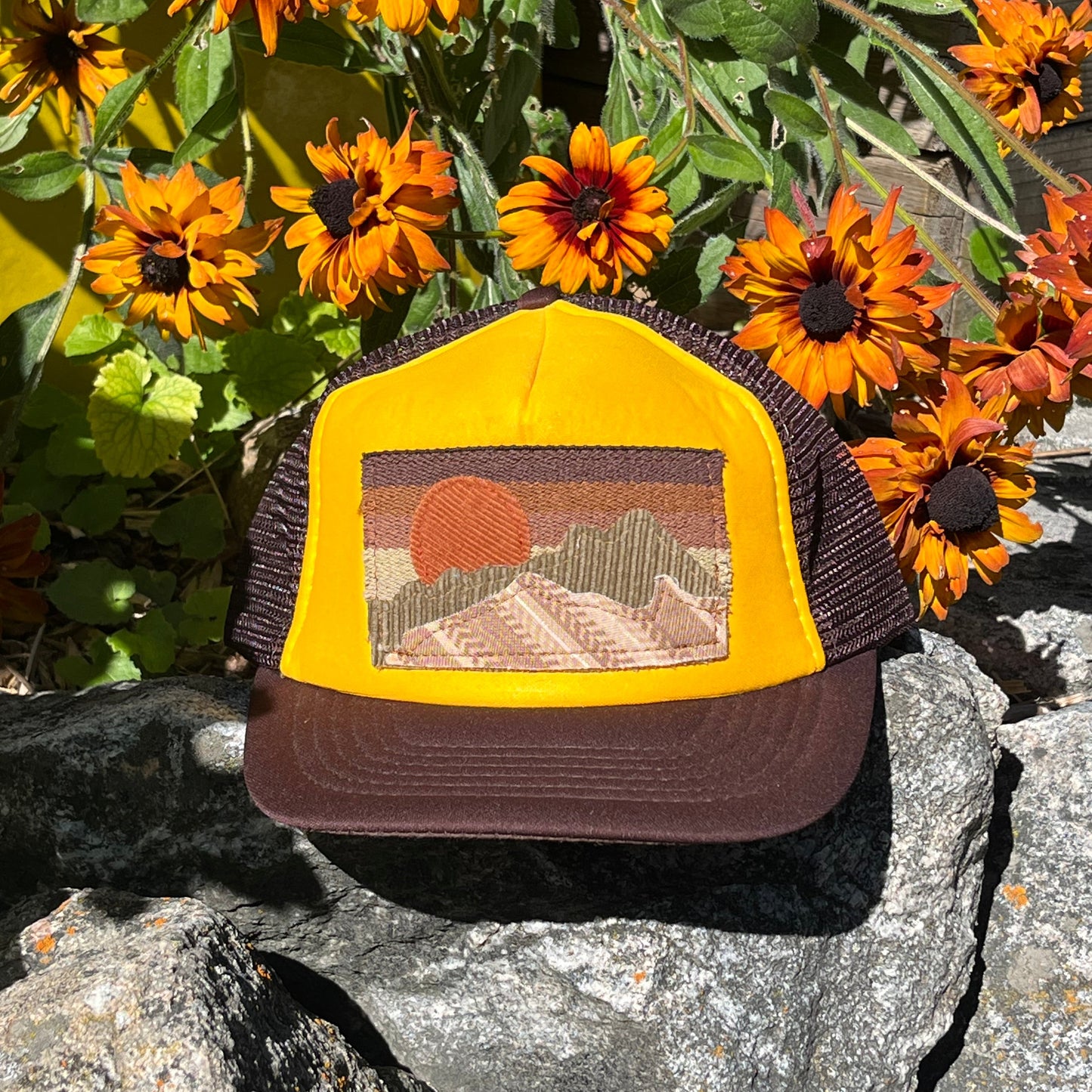 Brown and Yellow Trucker Hat - Mountain