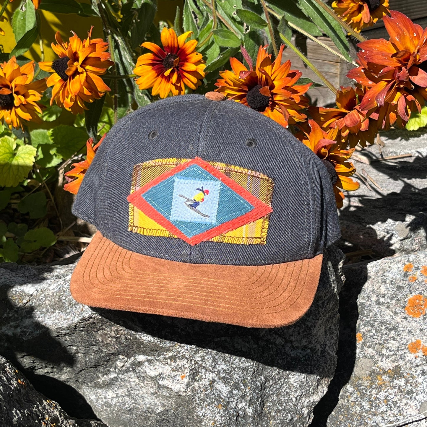 Grey and Microsuede Brim Hat - Ski