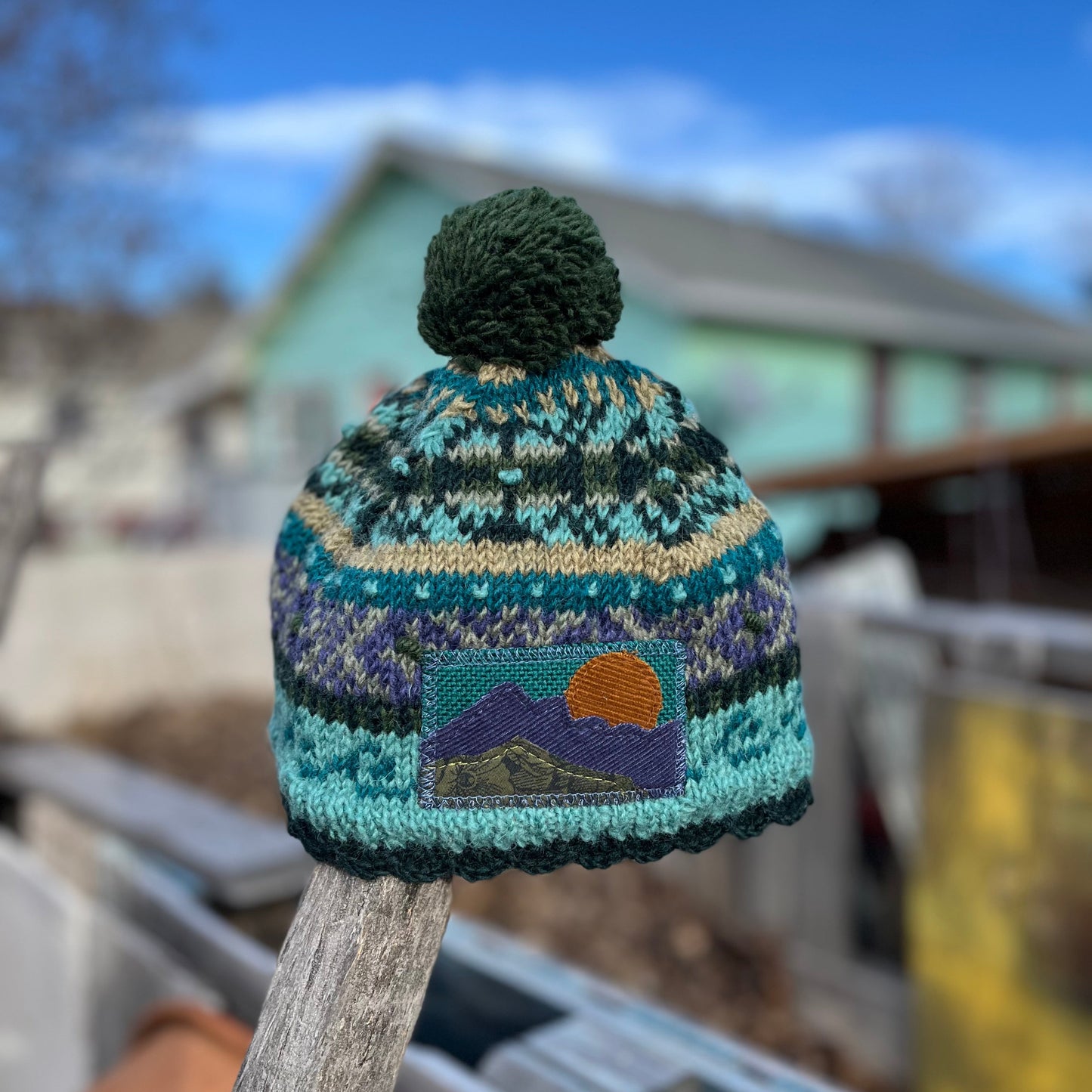 Turquoise Stripe Beanie - Mountain