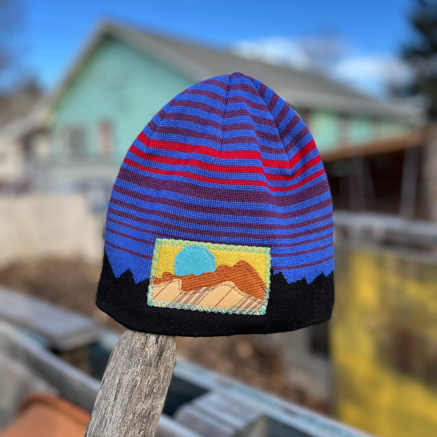 Blue Stripe Beanie - Mountain