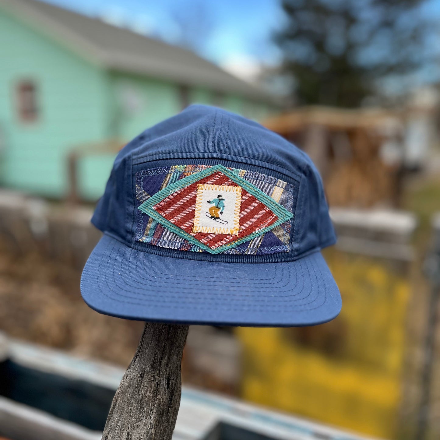 Navy Blue 5 Panel Hat - Snowboard