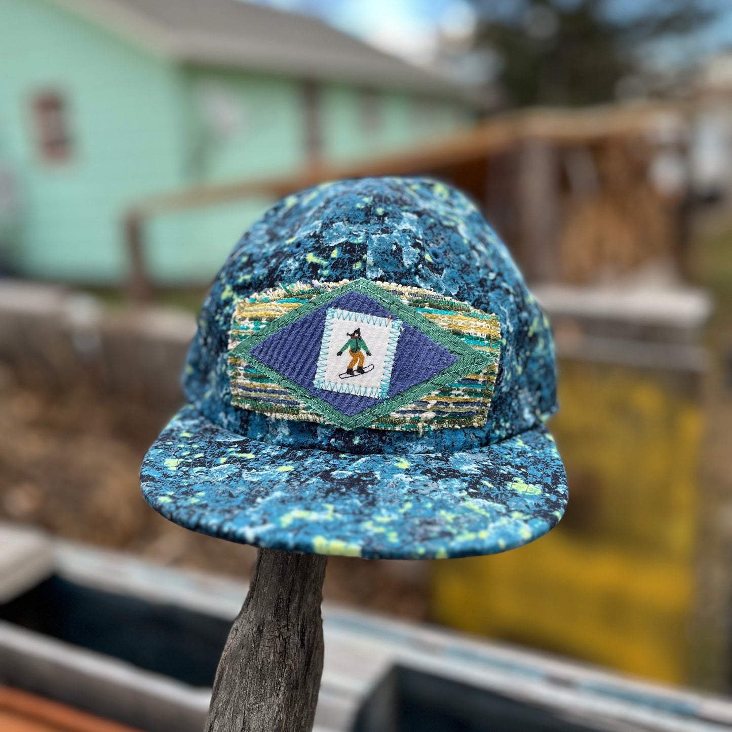 Blue Synthetic Fullback Hat - Snowboard