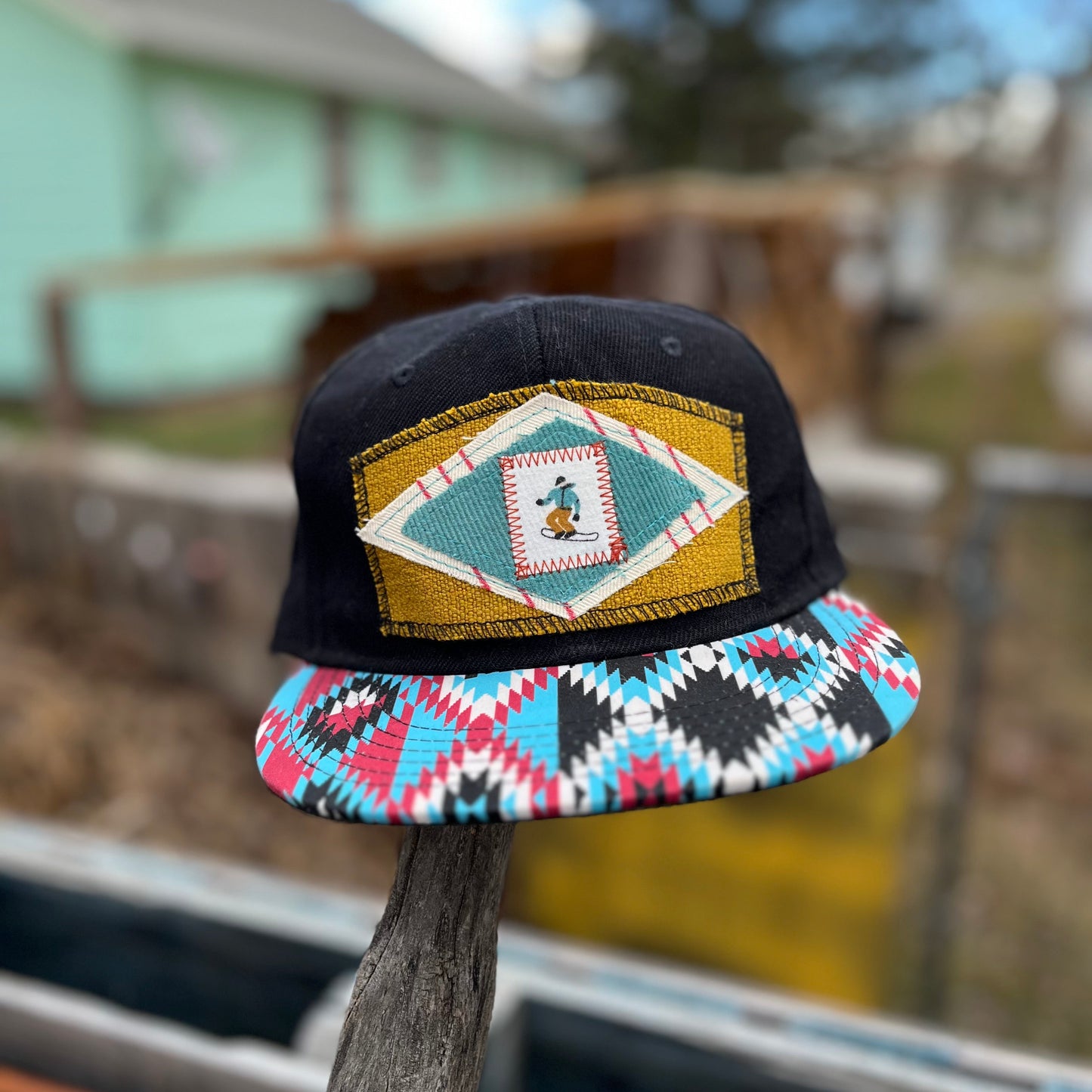 Aztec Brim Black Trucker Hat - Snowboard