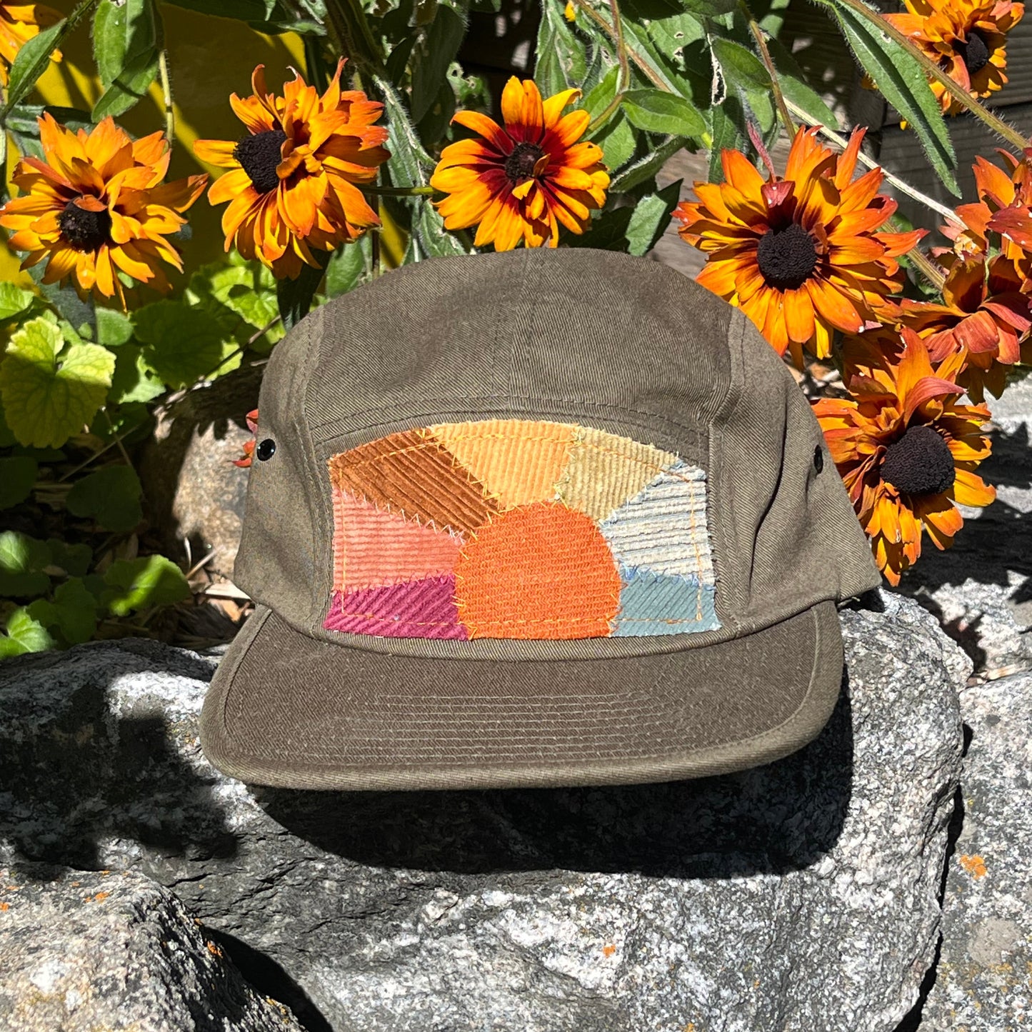 Olive Green 5 Panel Hat - Sun