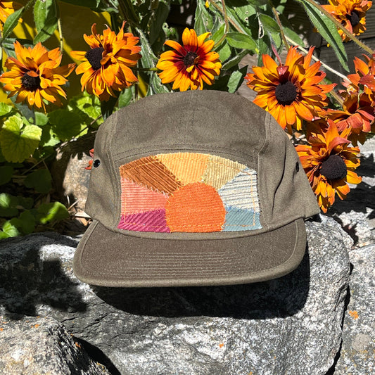 Olive Green 5 Panel Hat - Sun
