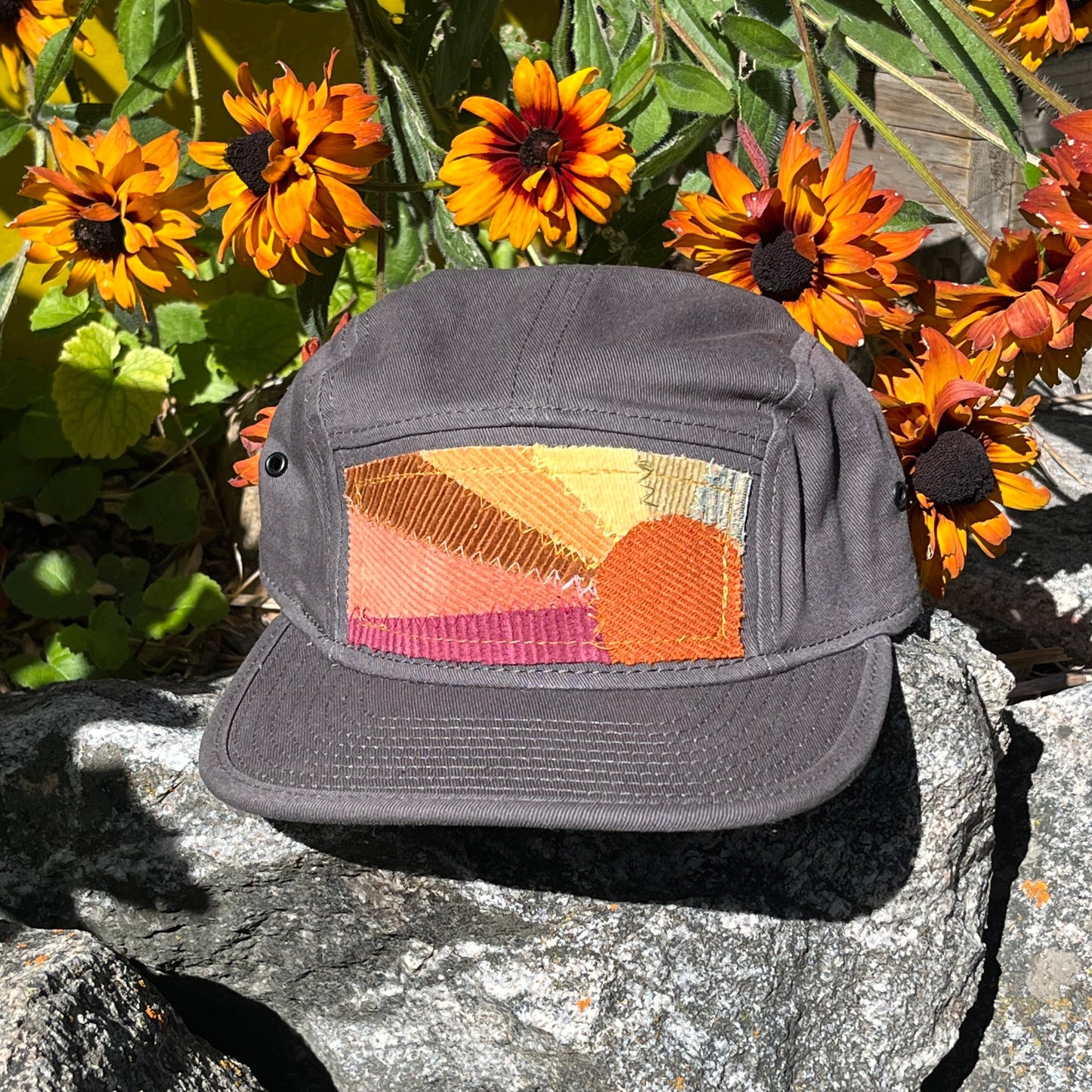 Grey 5 Panel Hat - Sun