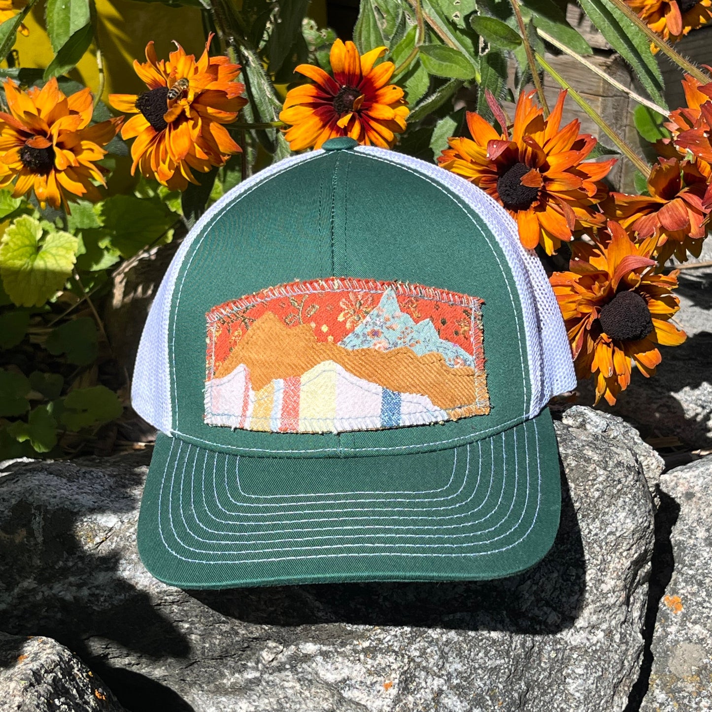 Green and White Baseball Hat - Mountain