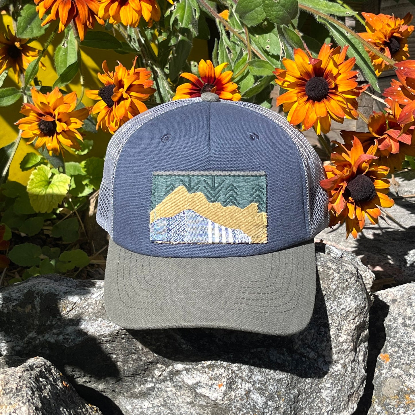 Blue and Green Baseball Hat - Mountain