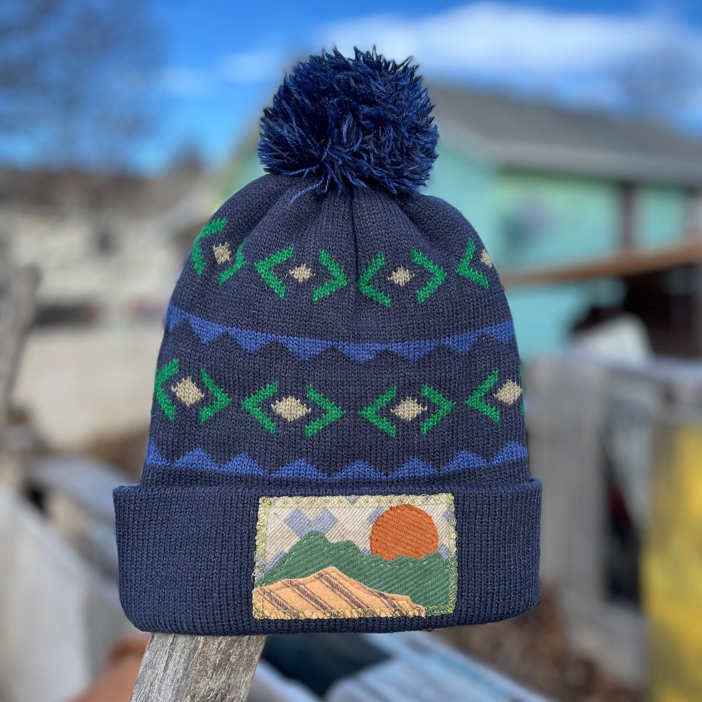 Navy Blue Beanie - Mountain