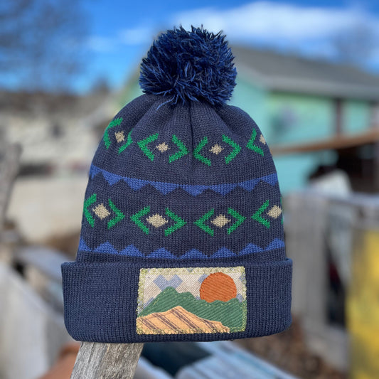 Navy Blue Beanie - Mountain