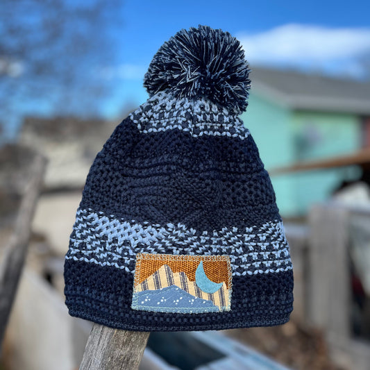 Navy Blue Beanie - Mountain