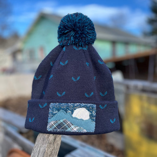 Navy Blue Beanie - Mountain