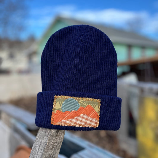 Navy Blue Beanie - Mountain