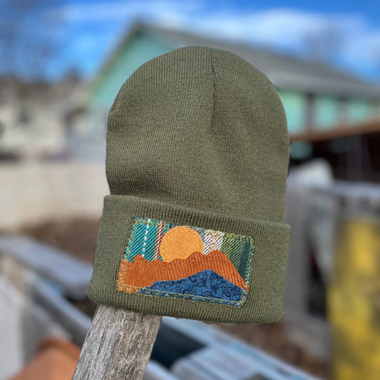 Olive Green Beanie - Mountain