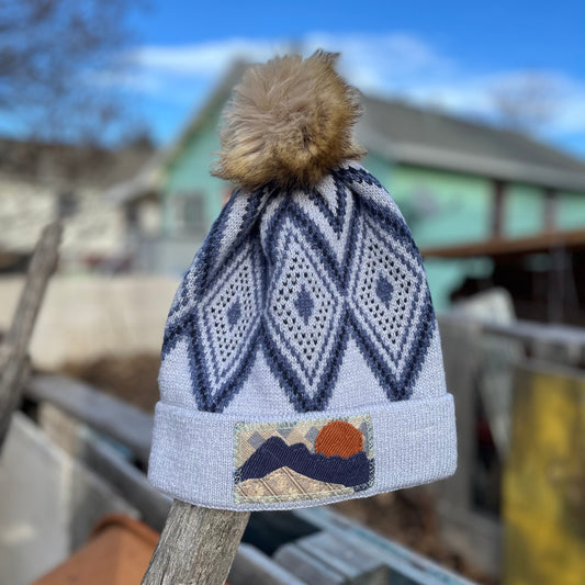 Light Blue Beanie - Mountain