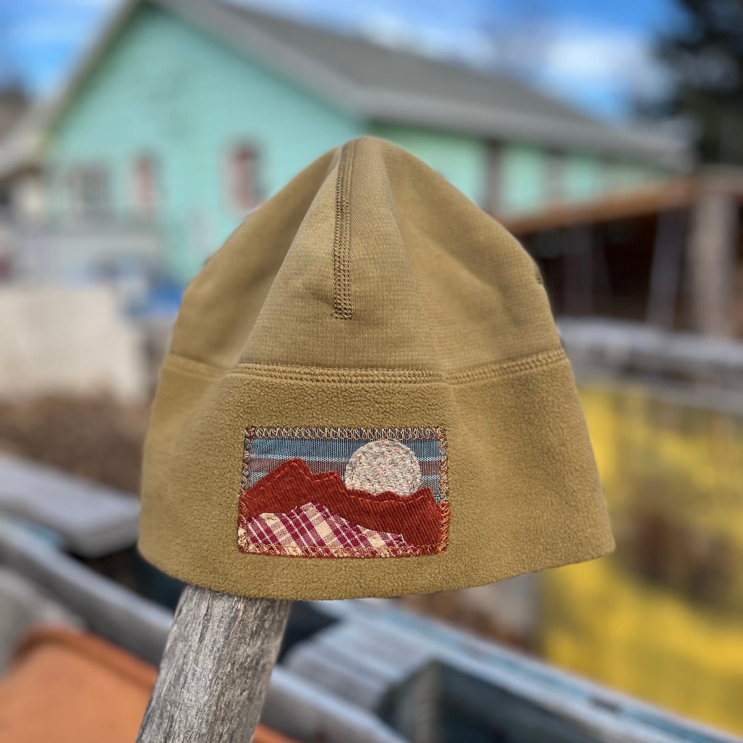 Brown Fleece Beanie - Mountain