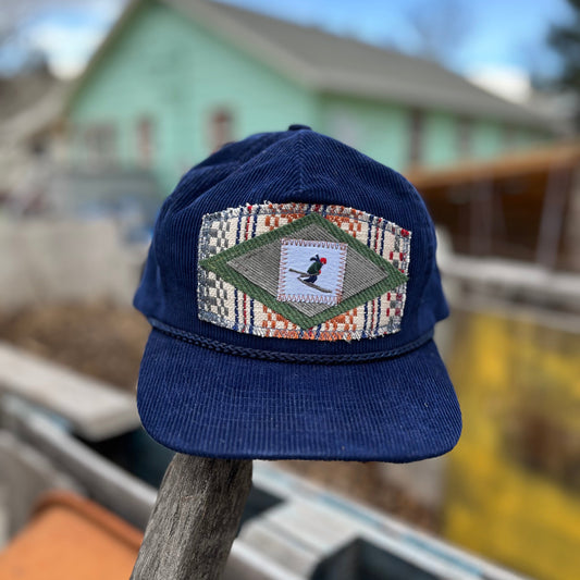 Navy Blue Corduroy Trucker Hat - Ski