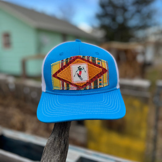 Turquoise and White Baseball Hat - Ski