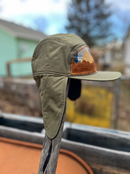 Olive Green Trapper Hat - Mountain